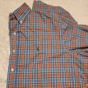 Ralph Lauren Blue and Orange Plaid Shirt